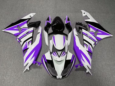 Purple White and Black Zag 2009-2012 ZX6R Motorcycle Fairing