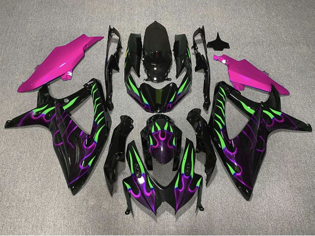 Purple and Green Flame 2008-2010 GSXR 600-750 Motorcycle Fairing Purple and Green Flame 2008-2010 GSXR 600-750 Motorcycle Fairing
