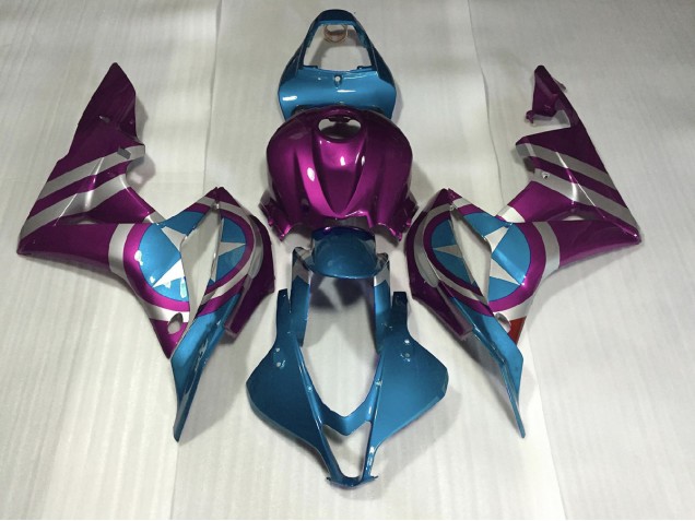 Purple and Light Blue Captain America 2007-2008 CBR600RR Motorcycle Fairing Purple and Light Blue Captain America 2007-2008 CBR600RR Motorcycle Fairing