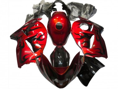 Red & Black Flame 1997-2007 GSXR 1300 Hayabusa Motorcycle Fairing