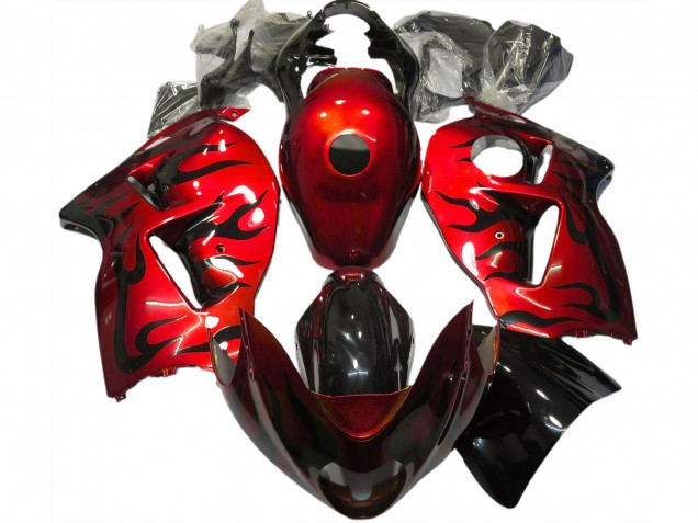 Red & Black Flame 1997-2007 GSXR 1300 Hayabusa Motorcycle Fairing Red & Black Flame 1997-2007 GSXR 1300 Hayabusa Motorcycle Fairing