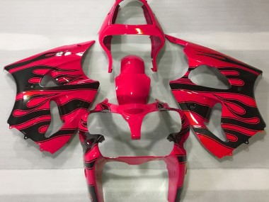 Red & Black Flame 2000-2002 ZX6R Motorcycle Fairing