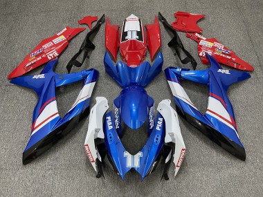 Red Blue and White Gloss Custom Style 2008-2010 GSXR 600-750 Motorcycle Fairing