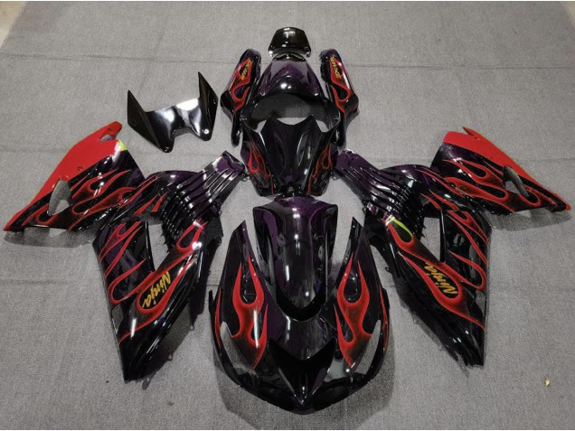 Red Flame 2006-2011 ZX14R Motorcycle Fairing