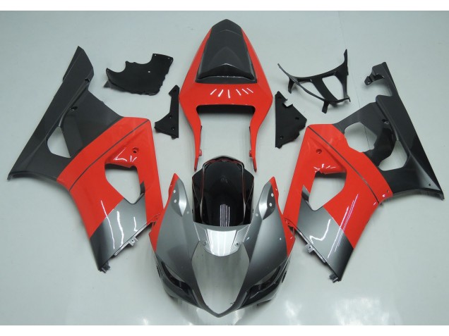 Red Silver and Black 2003-2004 GSXR 1000 Motorcycle Fairing Red Silver and Black 2003-2004 GSXR 1000 Motorcycle Fairing