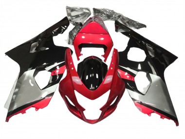 Red Silver and Black 2004-2005 GSXR 600-750 Motorcycle Fairing