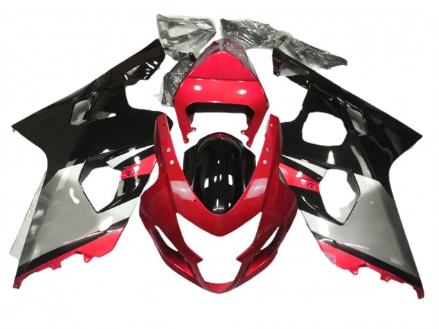 Red Silver and Black 2004-2005 GSXR 600-750 Motorcycle Fairing Red Silver and Black 2004-2005 GSXR 600-750 Motorcycle Fairing