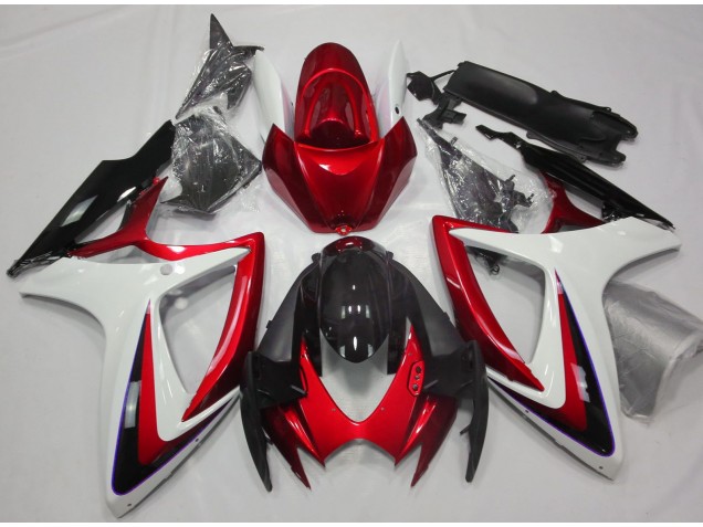 Red & White Debadged 2006-2007 GSXR 600-750 Motorcycle Fairing