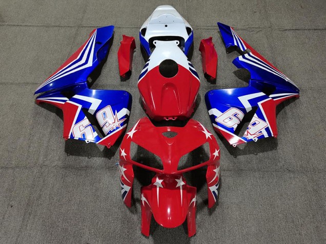 Red White and Blue 69 2005-2006 CBR600RR Motorcycle Fairing Red White and Blue 69 2005-2006 CBR600RR Motorcycle Fairing