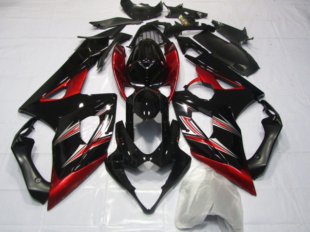 Red and Black Flare 2005-2006 GSXR 1000 Motorcycle Fairing Red and Black Flare 2005-2006 GSXR 1000 Motorcycle Fairing