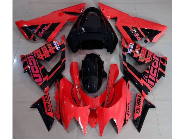 Red and Black & Logos 2004-2005 ZX10R Motorcycle Fairing Red and Black & Logos 2004-2005 ZX10R Motorcycle Fairing