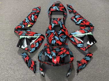 Red and Blue Camo 2003-2004 CBR600RR Motorcycle Fairing