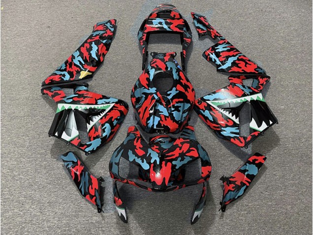 Red and Blue Camo 2003-2004 CBR600RR Motorcycle Fairing Red and Blue Camo 2003-2004 CBR600RR Motorcycle Fairing