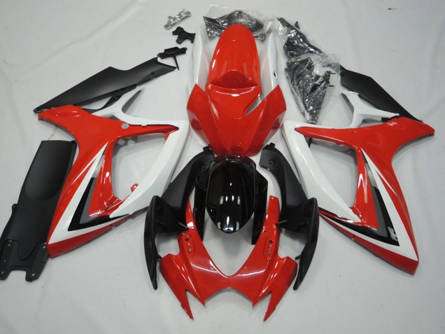 Red and White 2006-2007 GSXR 600-750 Motorcycle Fairing Red and White 2006-2007 GSXR 600-750 Motorcycle Fairing