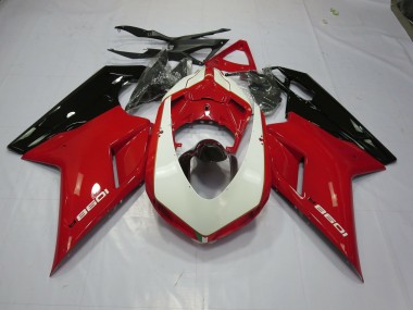 Red and White 2007-2014 Ducati 848 1098 1198 Motorcycle Fairing