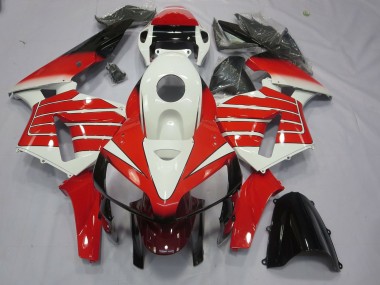 Red and White Large Stripe 2005-2006 CBR600RR Motorcycle Fairing