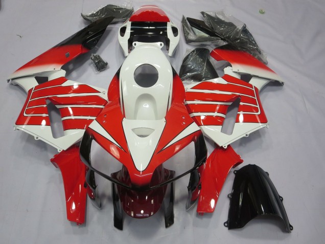 Red and White Large Stripe 2005-2006 CBR600RR Motorcycle Fairing Red and White Large Stripe 2005-2006 CBR600RR Motorcycle Fairing