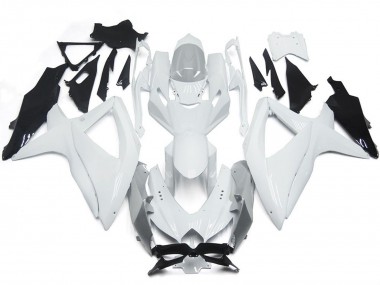 Shining Gloss White With Silver 2008-2010 GSXR 600-750 Motorcycle Fairing
