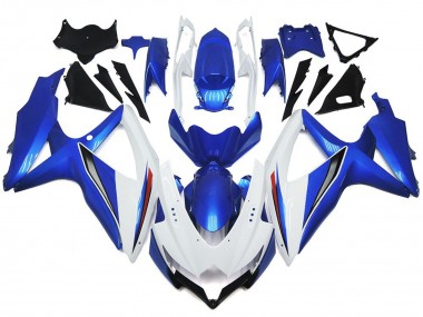 Shining Gloss White With Silver and blue 2008-2010 GSXR 600-750 Motorcycle Fairing