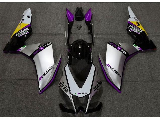 Silver Pirelli & Purple 2010-2015 RSV4 1000 Motorcycle Fairing Silver Pirelli & Purple 2010-2015 RSV4 1000 Motorcycle Fairing