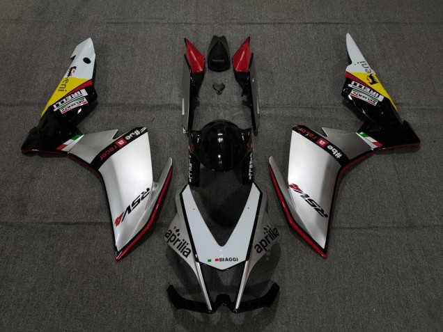 Silver Pirelli & Red 2010-2015 RSV4 1000 Motorcycle Fairing Silver Pirelli & Red 2010-2015 RSV4 1000 Motorcycle Fairing