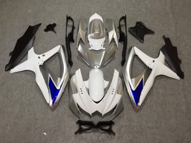 Silver White Blue 2008-2010 GSXR 600-750 Motorcycle Fairing