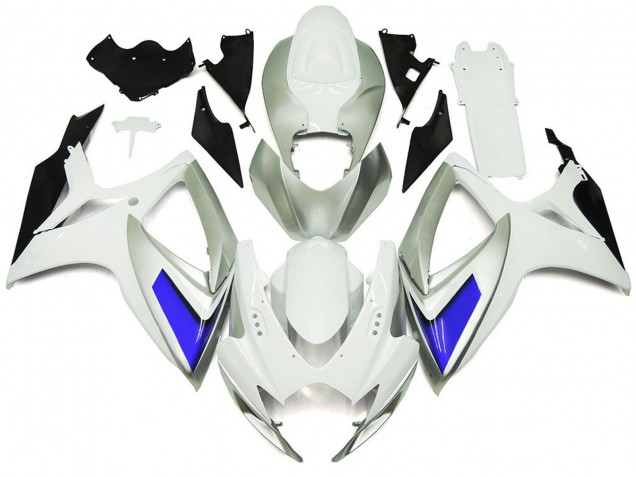 Silver White and Blue Gloss Style 2006-2007 GSXR 600-750 Motorcycle Fairing Silver White and Blue Gloss Style 2006-2007 GSXR 600-750 Motorcycle Fairing