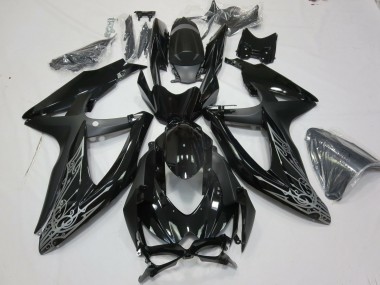 Silver and Black 2008-2010 GSXR 600-750 Motorcycle Fairing