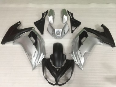 Silver and Black 2012-2016 Ninja 650R Motorcycle Fairing