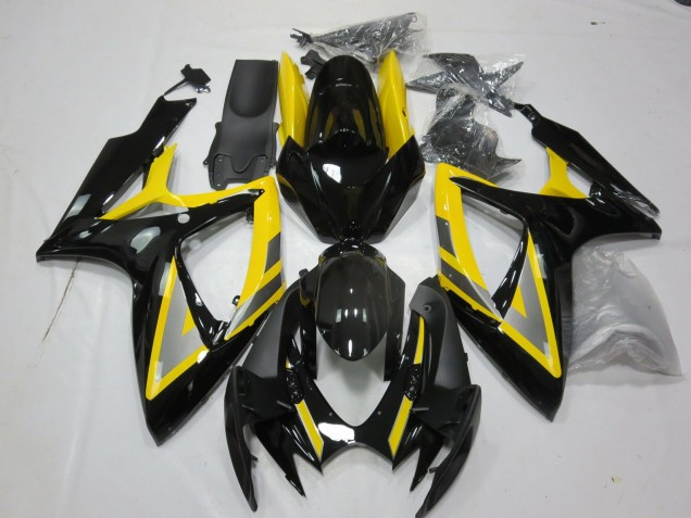 Silver and Black Yellow 2006-2007 GSXR 600-750 Motorcycle Fairing