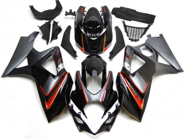 Silver and Black with Red 2007-2008 GSXR 1000 Motorcycle Fairing