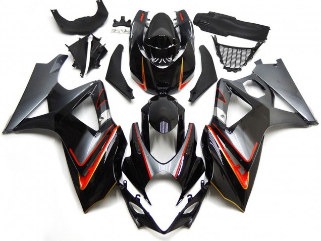 Silver and Black with Red 2007-2008 GSXR 1000 Motorcycle Fairing Silver and Black with Red 2007-2008 GSXR 1000 Motorcycle Fairing