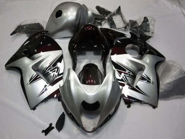 Silver and Dark Red 1997-2007 GSXR 1300 Hayabusa Motorcycle Fairing