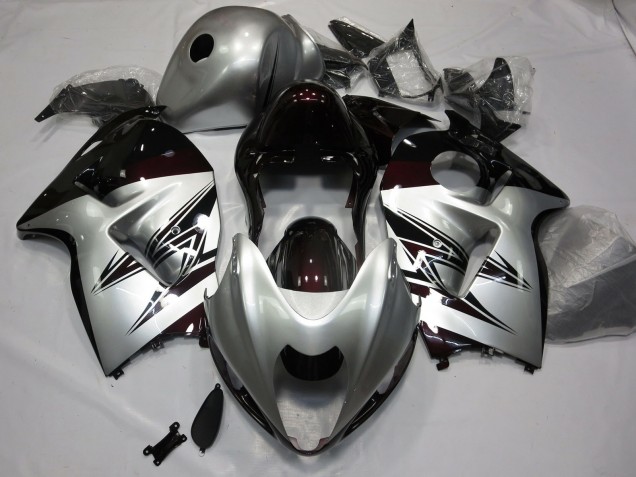 Silver and Dark Red 1997-2007 GSXR 1300 Hayabusa Motorcycle Fairing Silver and Dark Red 1997-2007 GSXR 1300 Hayabusa Motorcycle Fairing