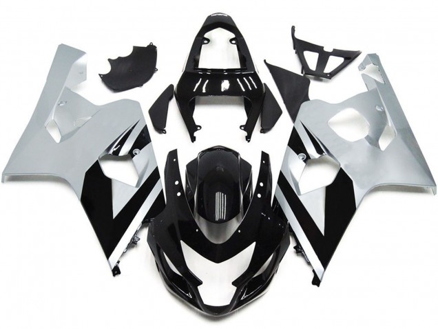 Silver and Gloss Black OEM Style 2004-2005 GSXR 600-750 Motorcycle Fairing Silver and Gloss Black OEM Style 2004-2005 GSXR 600-750 Motorcycle Fairing