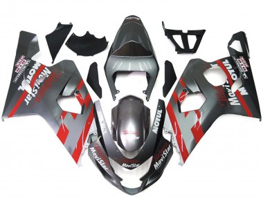 Silver and Red MoviStar 2004-2005 GSXR 600-750 Motorcycle Fairing