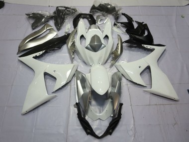 Silver and White 2009-2016 GSXR 1000 Motorcycle Fairing