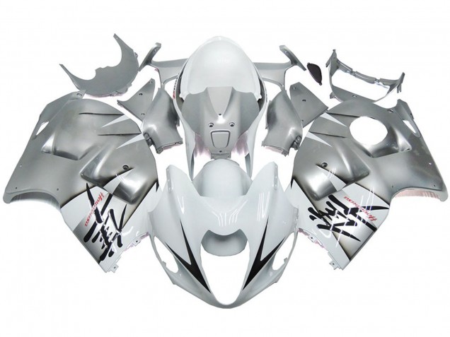 Silver and White Gloss OEM Style 1997-2007 GSXR 1300 Hayabusa Motorcycle Fairing Silver and White Gloss OEM Style 1997-2007 GSXR 1300 Hayabusa Motorcycle Fairing