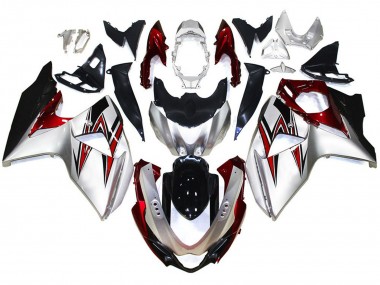 Silver with Red Hints 2009-2016 GSXR 1000 Motorcycle Fairing