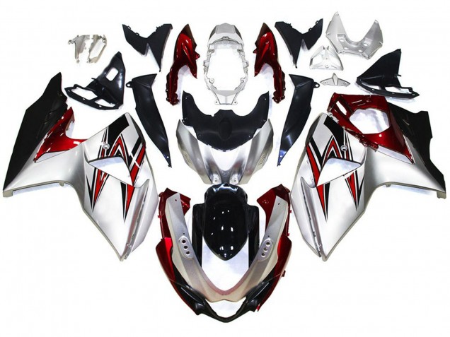 Silver with Red Hints 2009-2016 GSXR 1000 Motorcycle Fairing Silver with Red Hints 2009-2016 GSXR 1000 Motorcycle Fairing