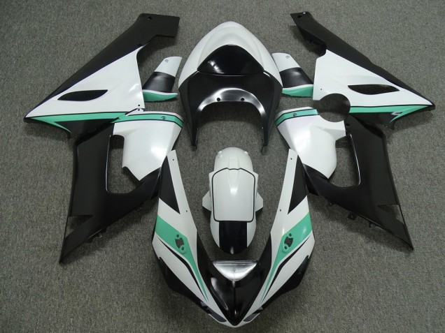Teal White and Black 2005-2006 ZX6R Motorcycle Fairing Teal White and Black 2005-2006 ZX6R Motorcycle Fairing