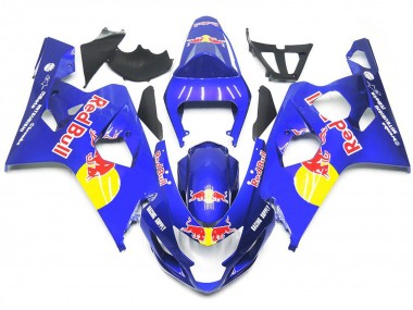 Vibrant Blue Red Bull Style 2004-2005 GSXR 600-750 Motorcycle Fairing