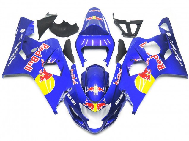 Vibrant Blue Red Bull Style 2004-2005 GSXR 600-750 Motorcycle Fairing