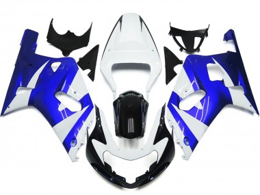 Vibrant Blue and White OEM Style 2001-2003 GSXR 600-750 Motorcycle Fairing
