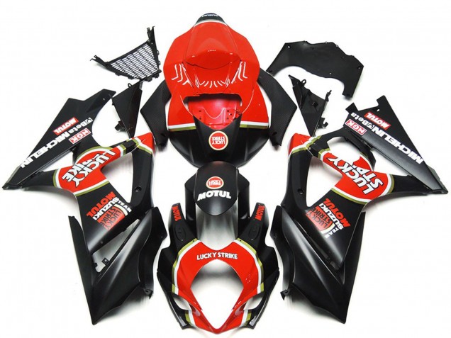 Vibrant Matte Black Custom Lucky Strike 2007-2008 GSXR 1000 Motorcycle Fairing Vibrant Matte Black Custom Lucky Strike 2007-2008 GSXR 1000 Motorcycle Fairing