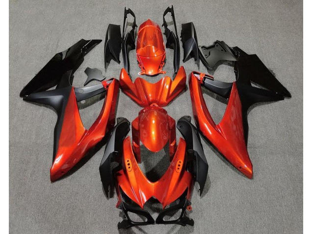 Vibrant Orange in Black 2008-2010 GSXR 600-750 Motorcycle Fairing