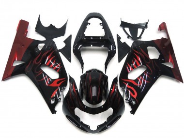 Vibrant Red Flame 2001-2003 GSXR 600-750 Motorcycle Fairing
