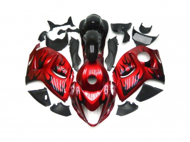 Vibrant Red with Black Flames 2008-2020 GSXR 1300 Hayabusa Motorcycle Fairing
