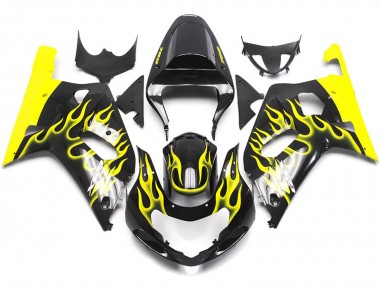 Vibrant Yellow Flame 2001-2003 GSXR 600-750 Motorcycle Fairing