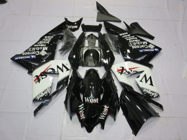 West White Black 2004-2005 ZX10R Motorcycle Fairing West White Black 2004-2005 ZX10R Motorcycle Fairing